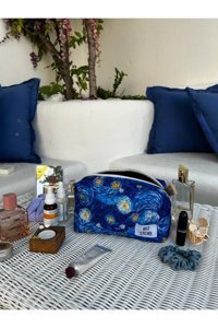 Bee Store Çok Renkli Van Gogh Desenli Tekstil Makyaj Çantası
