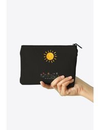 Clutch Çok Renkli Güneş Desenli Kanvas Makyaj Çantası