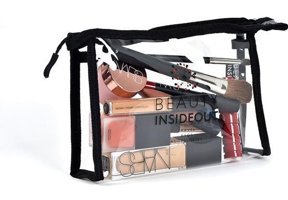 Beauty Insideout Siyah Düz PVC Küçük Boy Makyaj Çantası
