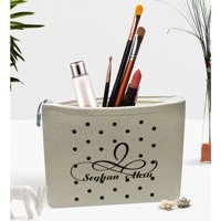 Bk Gift No:04 Yazılı Keten Makyaj Çantası