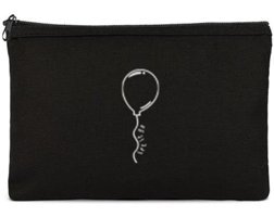 Tabby Design Clutch Siyah Uçan Balon Baskılı Tekstil Makyaj Çantası