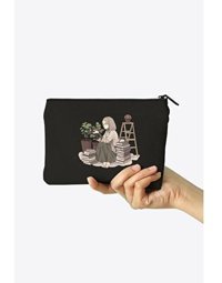 Clutch Çok Renkli Fotoğrafçı Kız Desenli Kanvas Makyaj Çantası