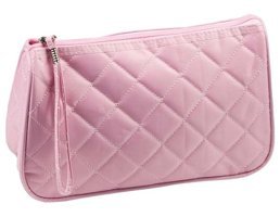 Nascita No:025 Pembe Baklava Desenli Saten Makyaj Çantası