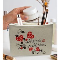 Bk Gift No:08 Çok Renkli Desenli Keten Makyaj Çantası