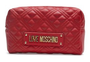 Love Moschino Kırmızı Düz Deri Makyaj Çantası