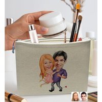 Bk Gift No:05 Çok Renkli Desenli Keten Makyaj Çantası