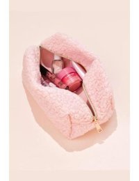 Bahels Pembe Düz Peluş Makyaj Çantası