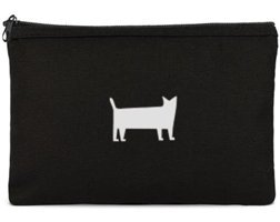 Tabby Design Clutch Siyah Kedi Baskılı Tekstil Makyaj Çantası