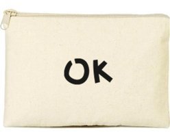 Tabby Design Clutch Krem Ok Baskılı Tekstil Makyaj Çantası