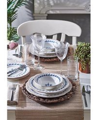 Bernardo Blue Flower 24 Parça 6 Kişilik Porselen Yuvarlak Yemek Takımı