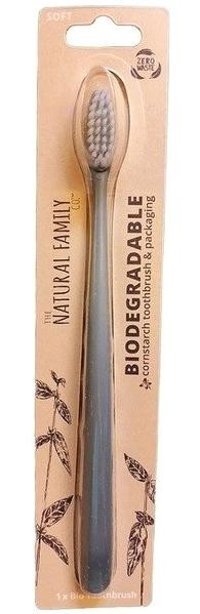 The Natural Family Co. Biodegradable U Manuel Yetişkin Diş Fırçası Gri