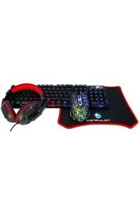 Konfulon GY102 Işıklı Ergonomik Siyah Kablolu Klavye Mouse Seti