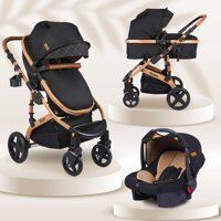 Brion Mila 4 in 1 Çift Yönlü Katlanabilir Travel Sistem Bebek Arabası Altın