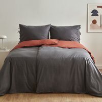 Karaca Home Family Size Basic Çift Kişilik Nevresim Takımı Antrasit-Terracota