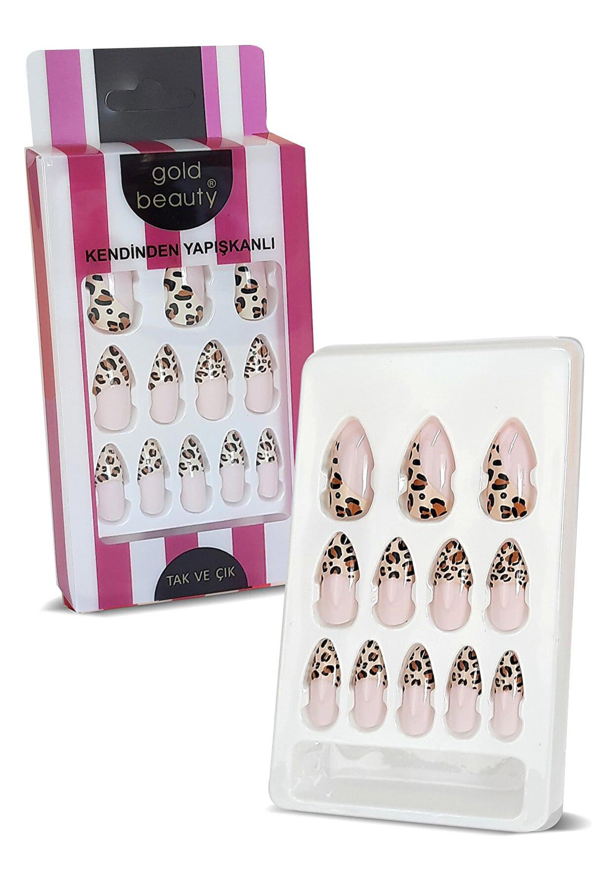 Gold Beauty Parlak 12'li Oval Açık Pembe Takma Tırnak