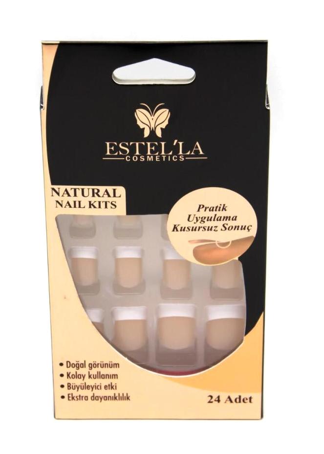 Estella 2 French 24'lü Kare Beyaz Takma Tırnak
