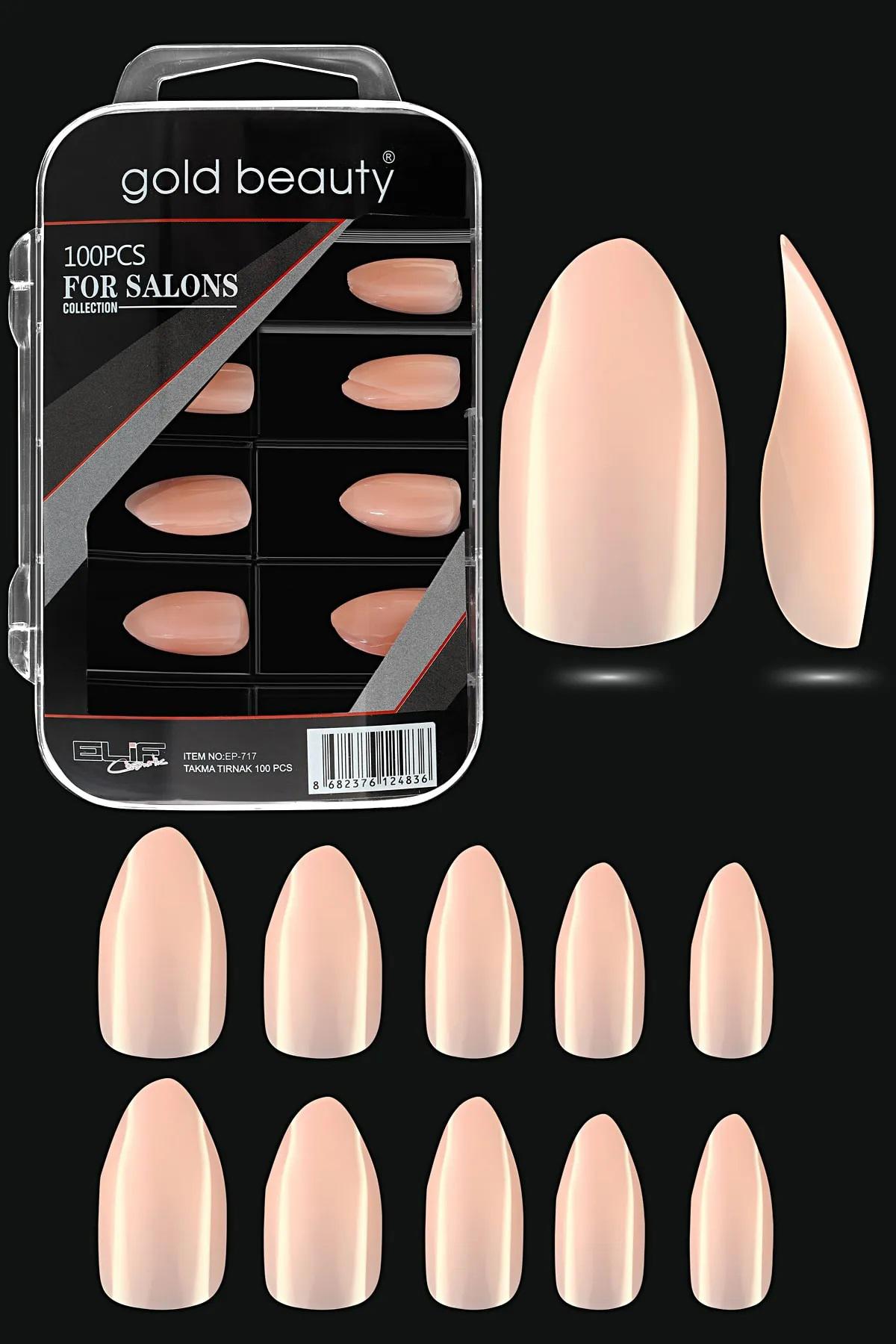 Gold Beauty Parlak 100'lü Oval Açık Pembe Takma Tırnak
