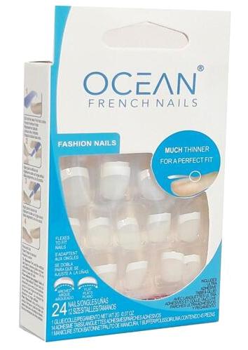 Ocean French 24'lü Kare Beyaz Kısa Takma Tırnak