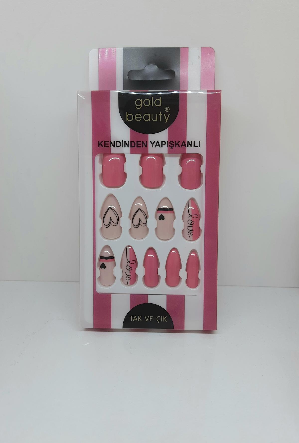 Gold Beauty French 12'li Oval Açık Pembe Takma Tırnak