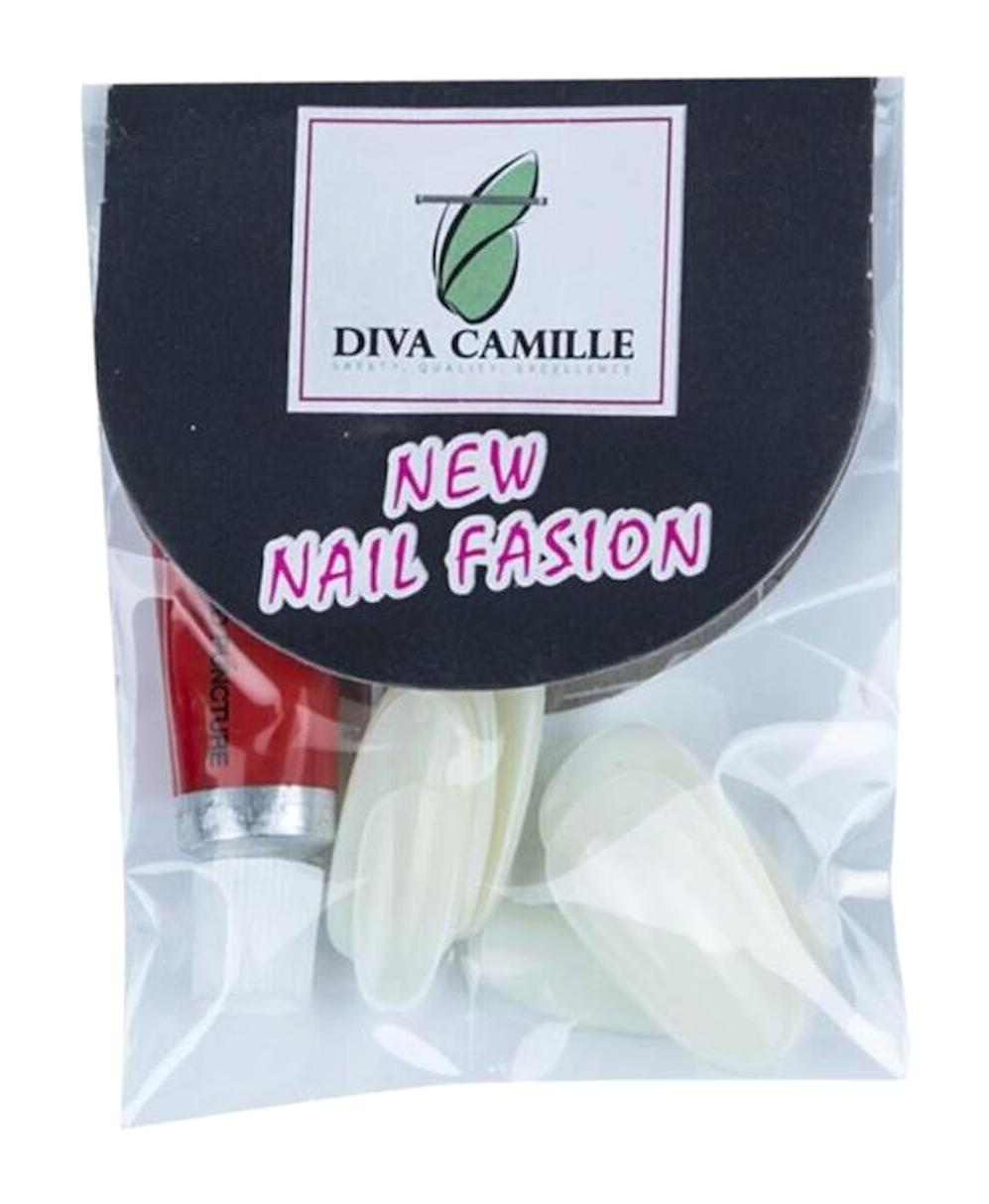 Diva Camille DCM 3303 Parlak 12'li Oval Beyaz Takma Tırnak