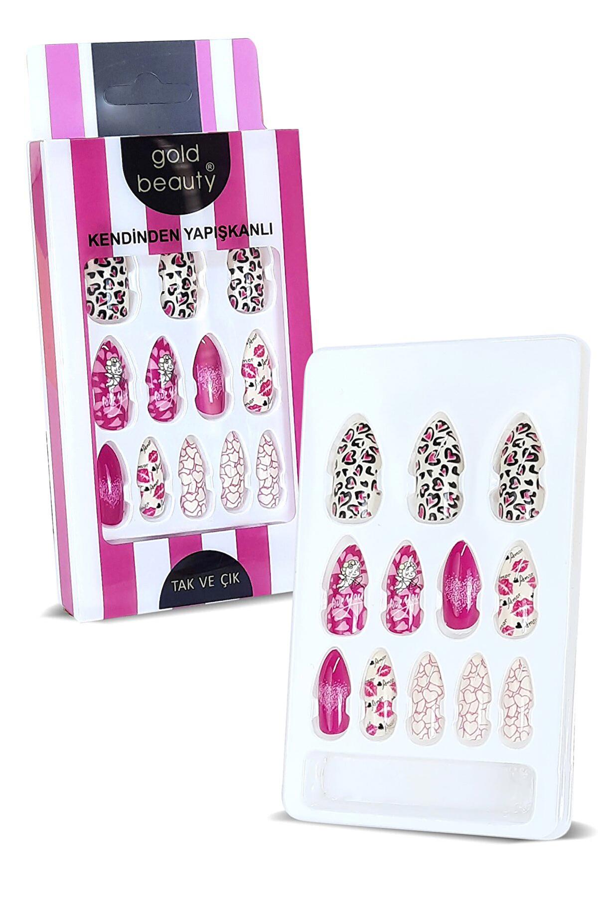 Gold Beauty Mat 12'li Oval Açık Pembe Takma Tırnak