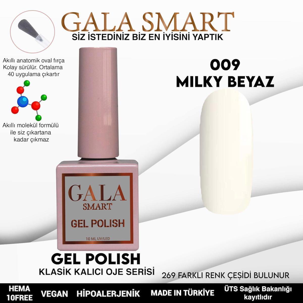 Gala Smart 09 Süt Beyaz Parlak Kalıcı Oje