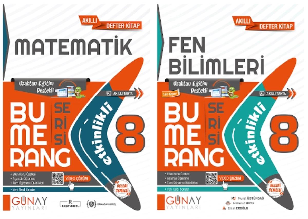 GÜNAY YAYINLARI 8. Sınıf Bumerang Serisi Matematik - Fen Bilimleri Konu Anlatımlı ve Etkinlikli Soru
