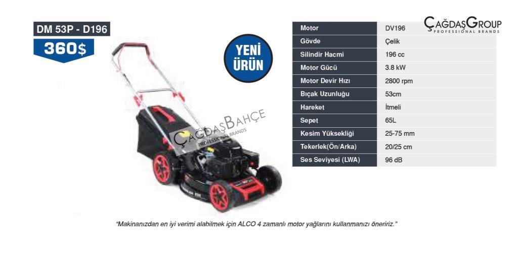 Energy Dm53P D196 İtmeli Benzinli Çim Biçme Makinesi