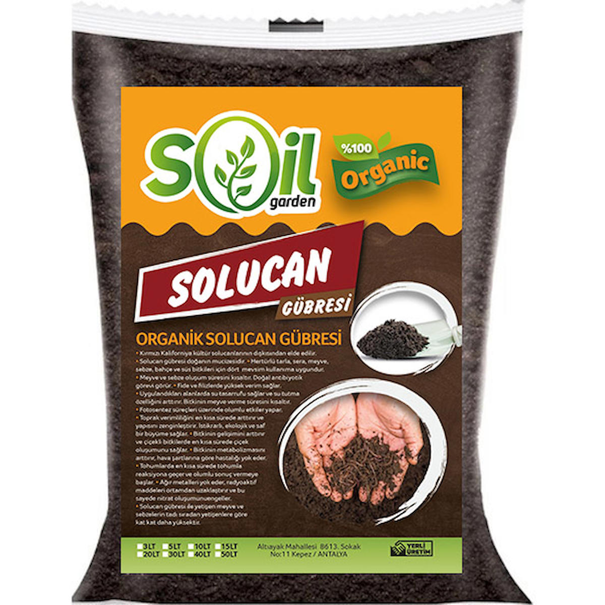 Soil Garden Solucan Yanmış Hayvan Organik Toprak Granül Gübre 5 kg