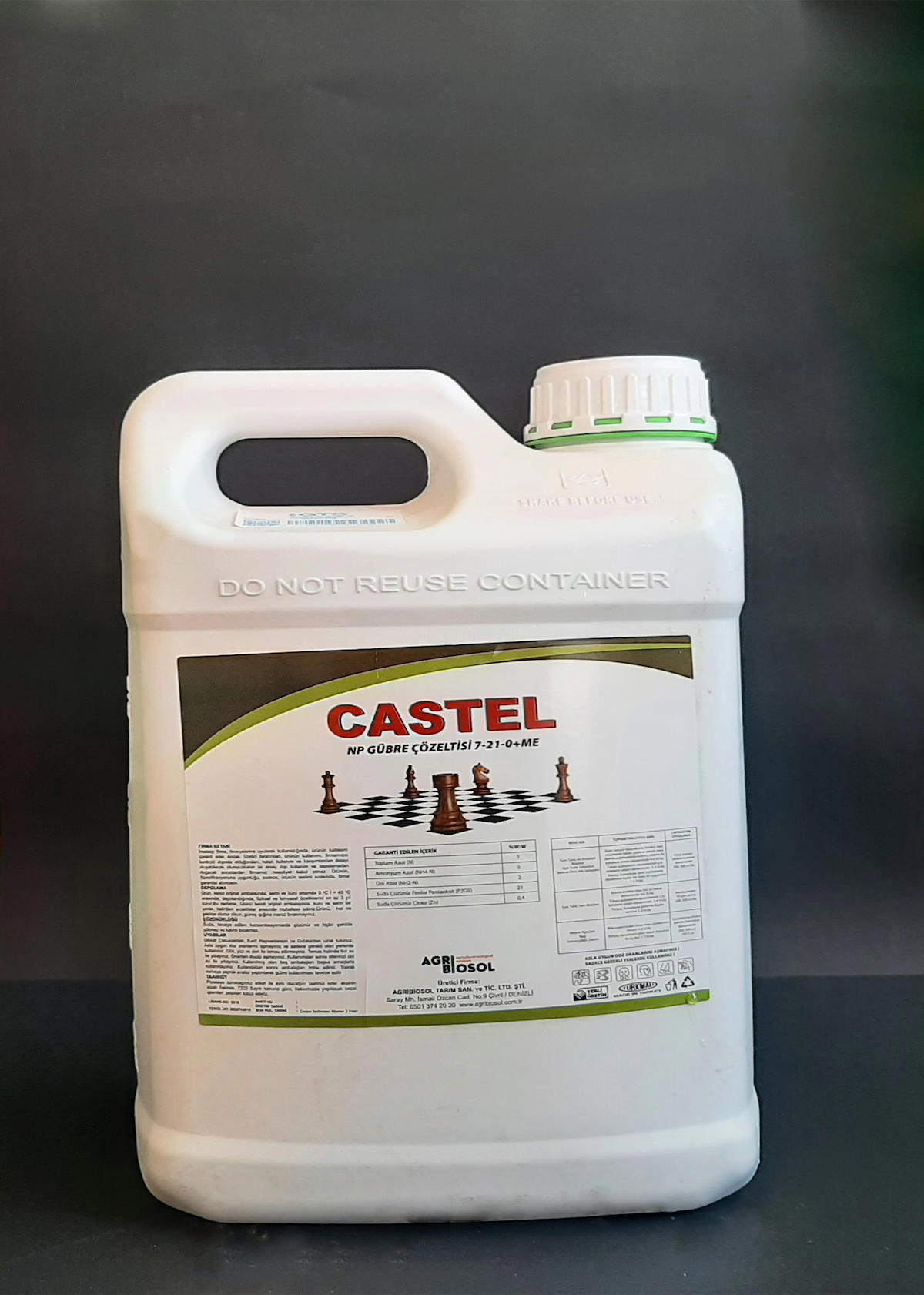 Agribiosol Azotlu-Çinko-Fosforlu Gübre Çözeltisi 7 21 0 Sentetik Taban Sıvı Gübre 10 kg
