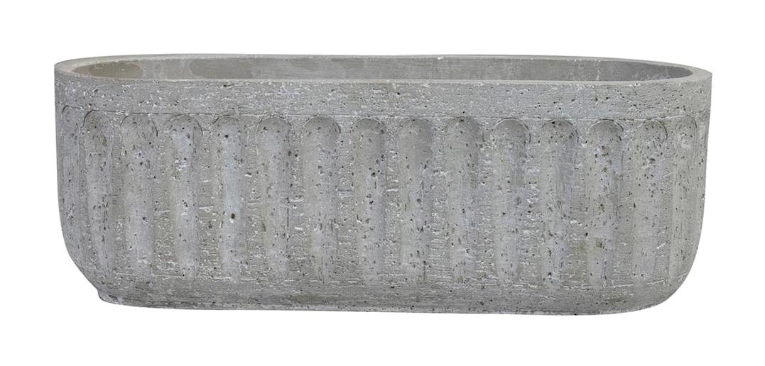 Via Gardenia Beton Oval Uzun Saksı Beyaz