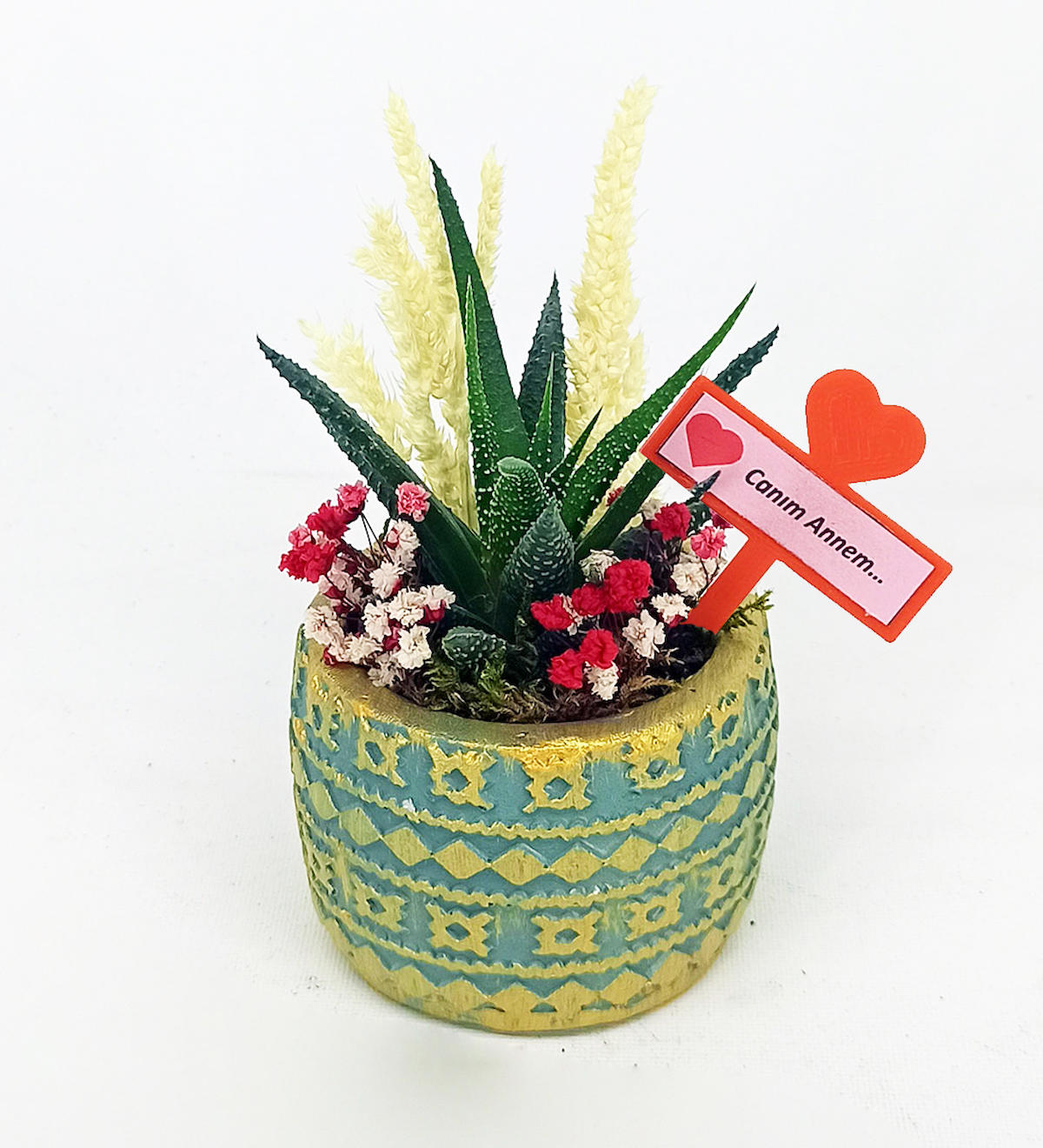 CraftMaket Seramik Yuvarlak Kaktüs Saksı Yeşil