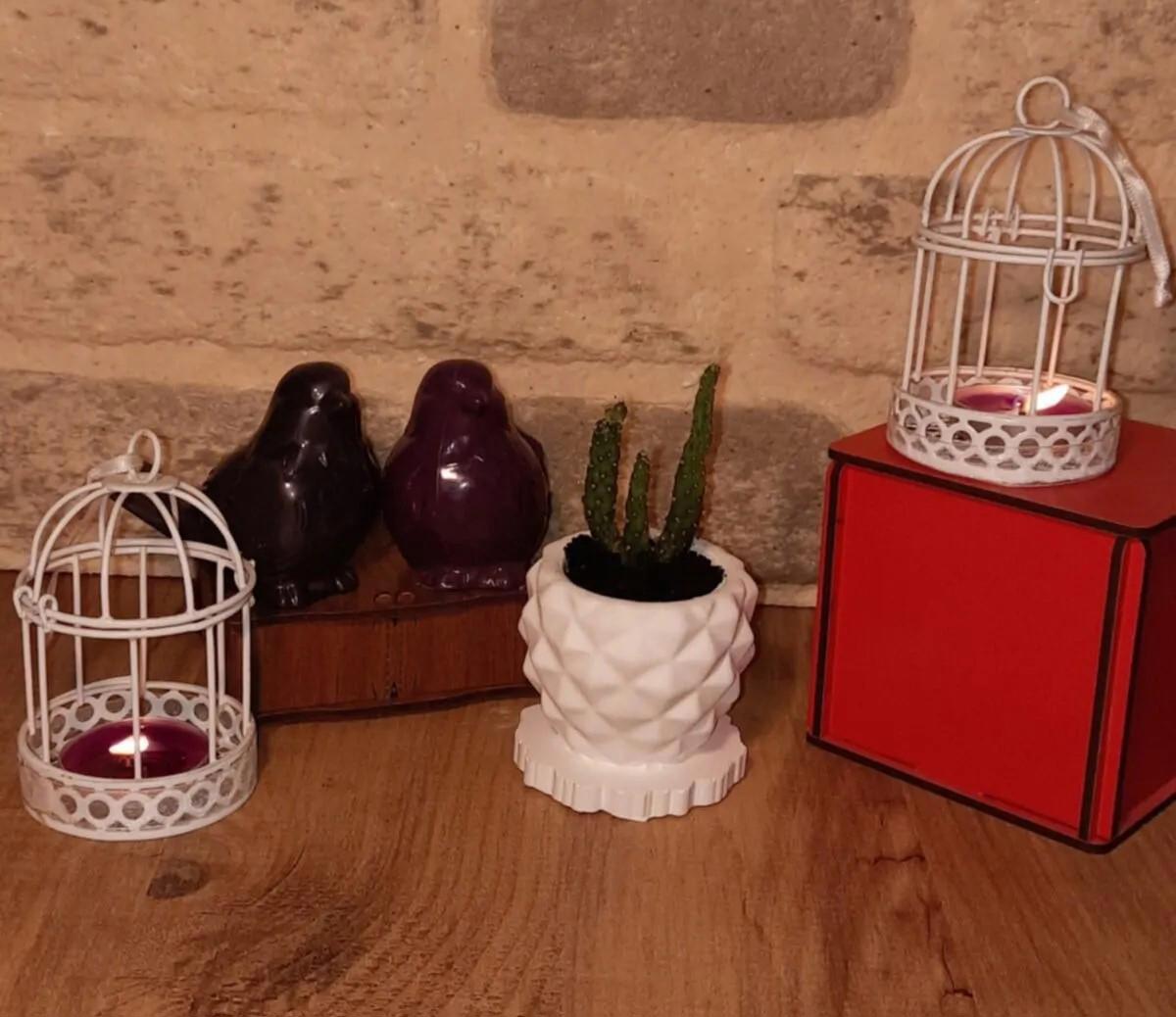 Durmaz Hobi Evi Beton Ananas Kaktüs Saksı Beyaz