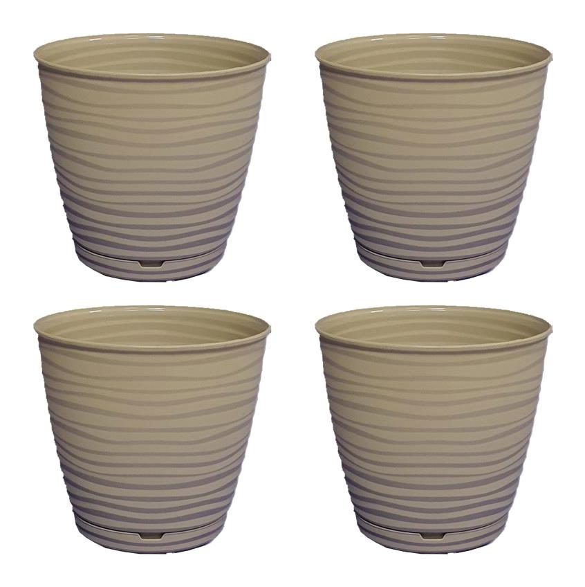 Çelikpence Plastik 5.8 lt Yuvarlak Saksı Bej 4'lü