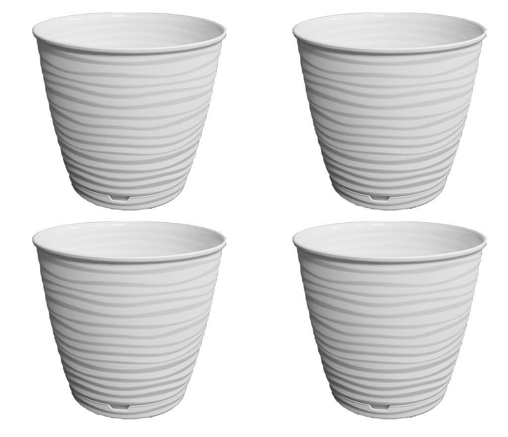 Çelikpence Plastik 1.6 lt Yuvarlak Saksı Beyaz 4'lü