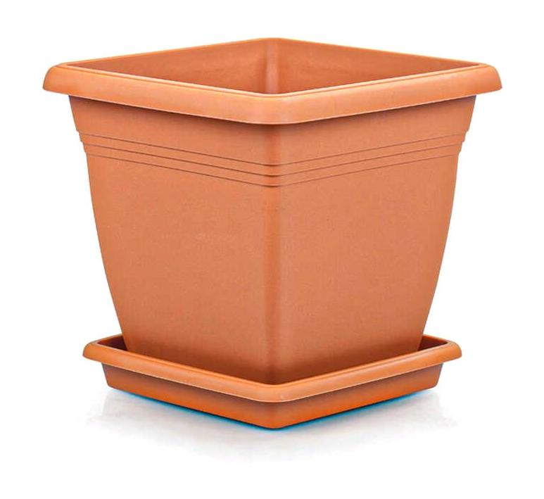 Serinova Plastik Kare Saksı Kahverengi