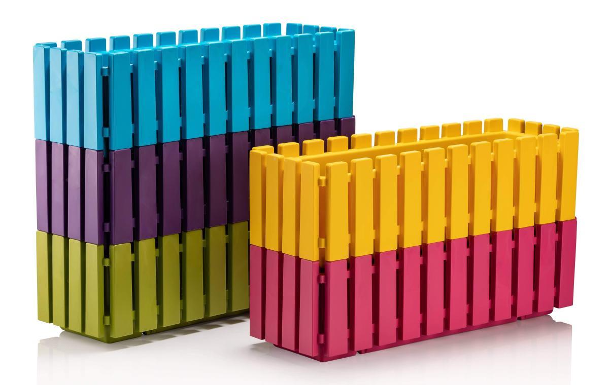 Grande Home Plastik Dikdörtgen Saksı Çok Renkli 3'lü