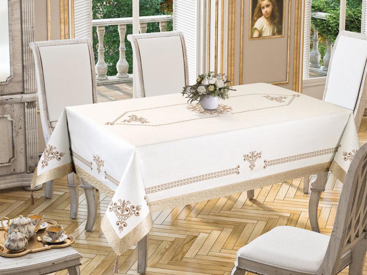 Çeyiz Diyarı Polyester 160 x 260 cm Dertsiz Dikdörtgen Masa Örtüsü Gold