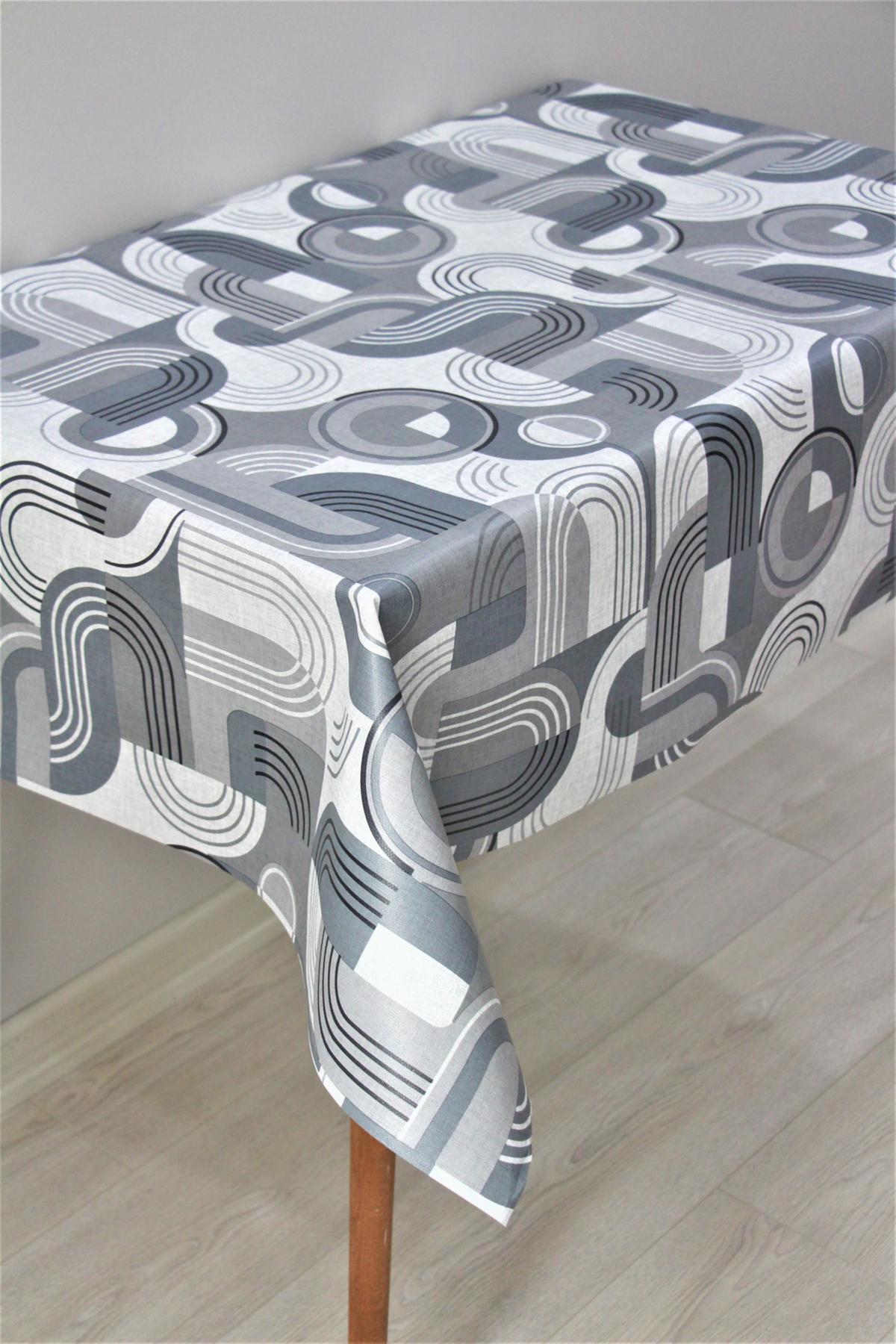 Dede Ev Tekstil PVC 140 x 180 cm Dikdörtgen Masa Örtüsü Gri