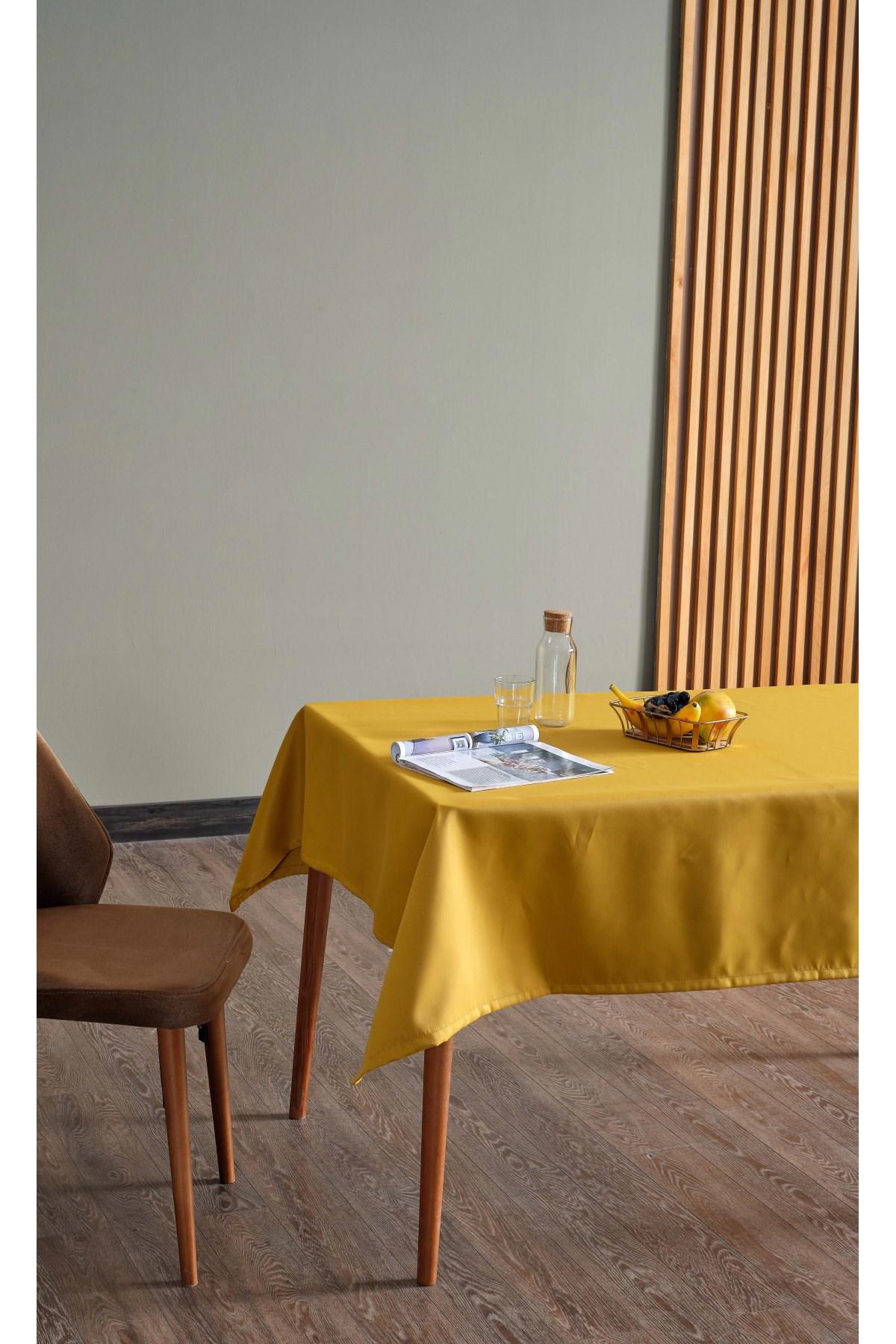 Miabella Home Saten 140 x 110 cm Masa Örtüsü Sarı