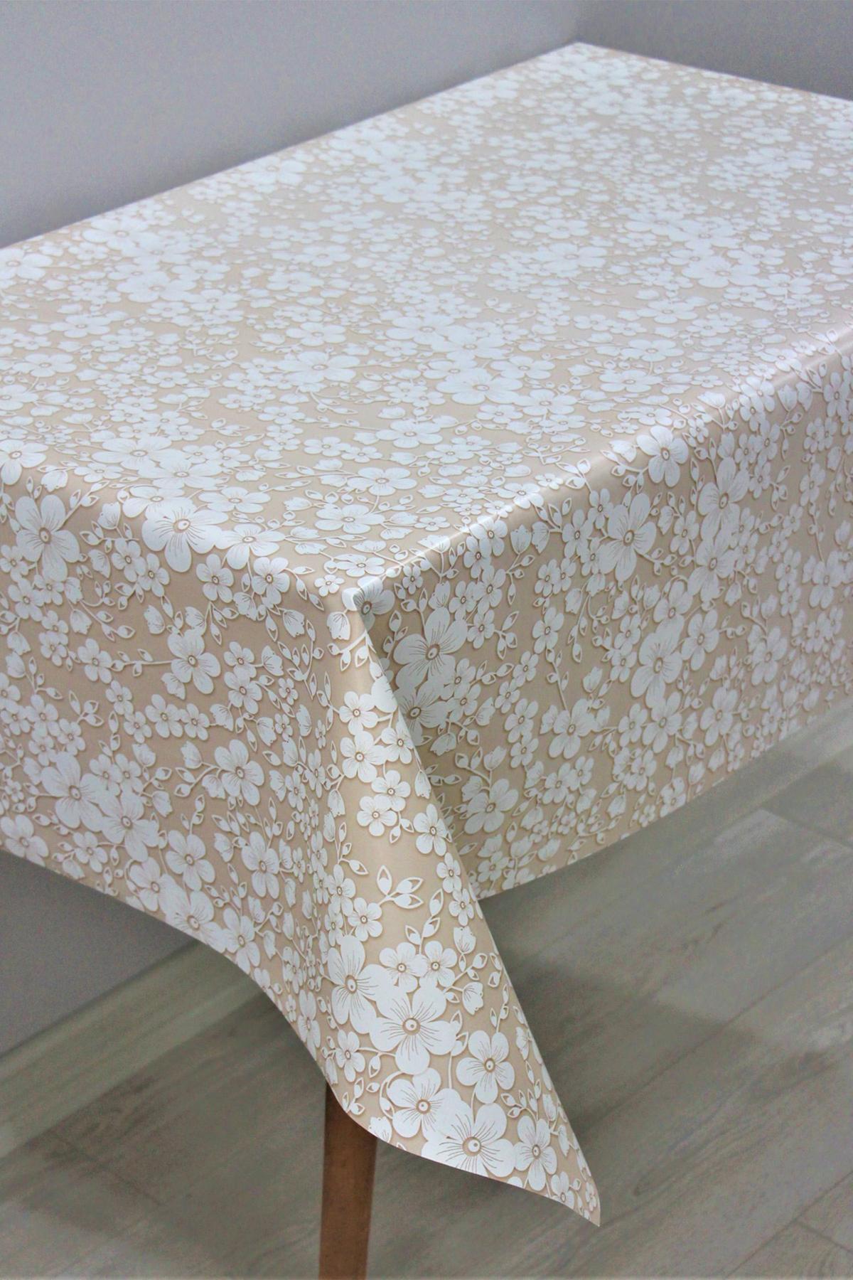 Dede Ev Tekstil PVC 115 x 140 cm Dertsiz Dikdörtgen Masa Örtüsü Kahverengi