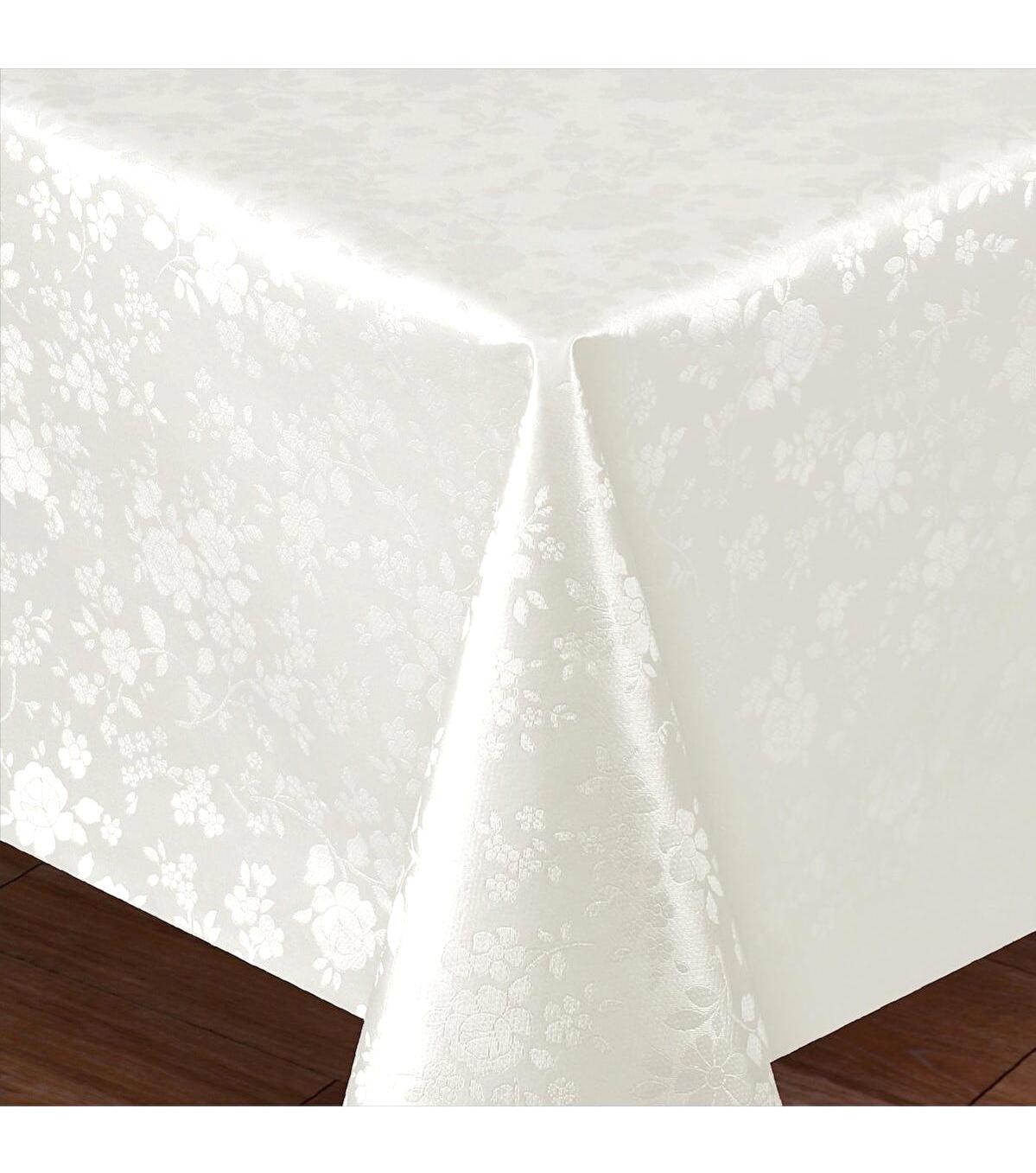 Fantastik PVC 140 x 140 cm Dikdörtgen Masa Örtüsü Beyaz