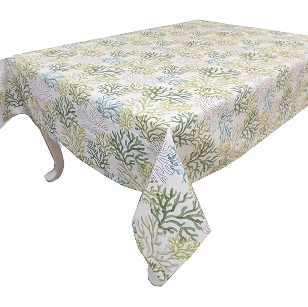 Zeren Home Pamuk-Polyester 140 x 200 cm Dertsiz Dikdörtgen Masa Örtüsü Yeşil