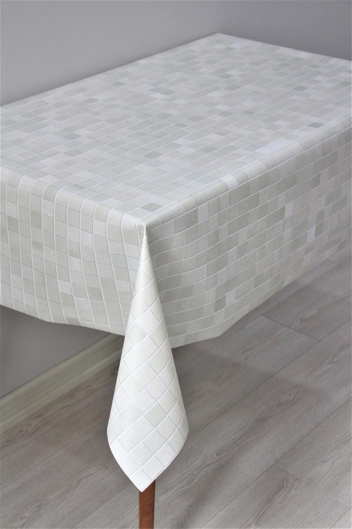 Dede Ev Tekstil PVC 140 x 140 cm Dertsiz Kare Şeffaf Masa Örtüsü Gri