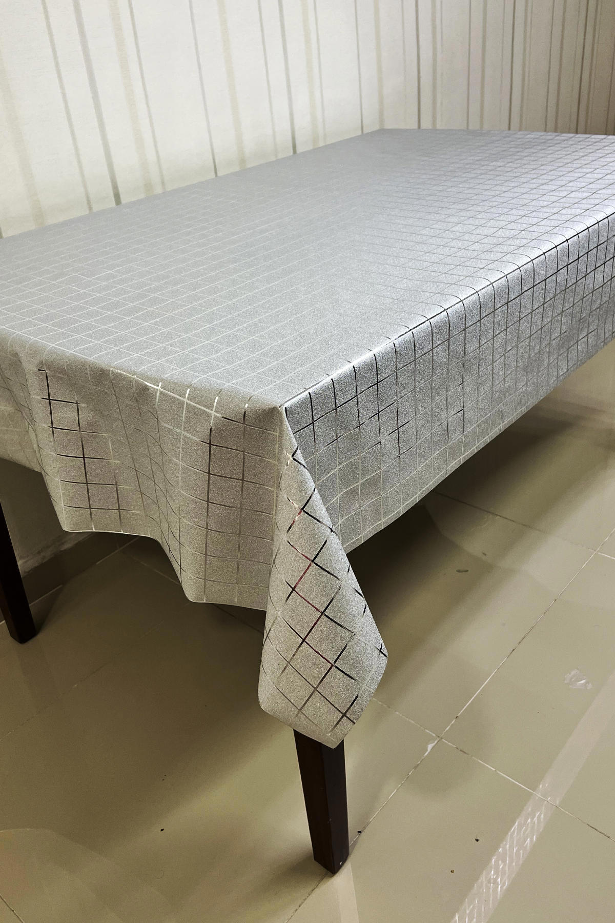 Pimula Home Keten 140 x 220 cm Dertsiz Dikdörtgen Masa Örtüsü Gümüş