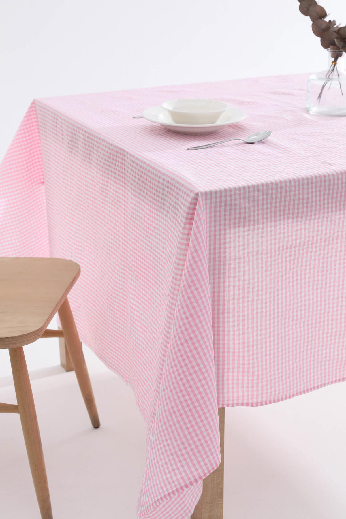 Favora Pamuk-Polyester 155 x 165 cm Kare Masa Örtüsü Pembe