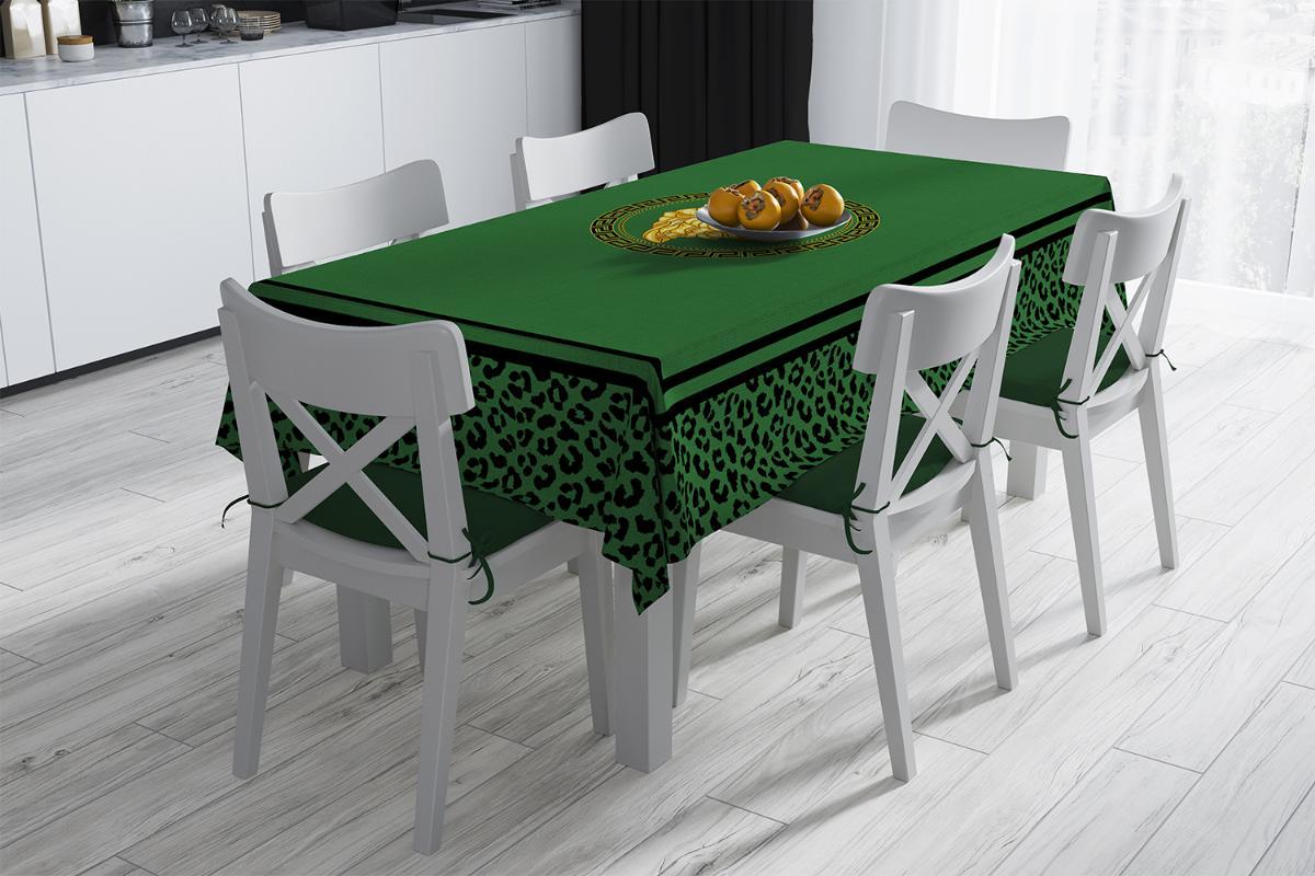 Adawal Keten 160 x 220 cm Dikdörtgen Masa Örtüsü Yeşil