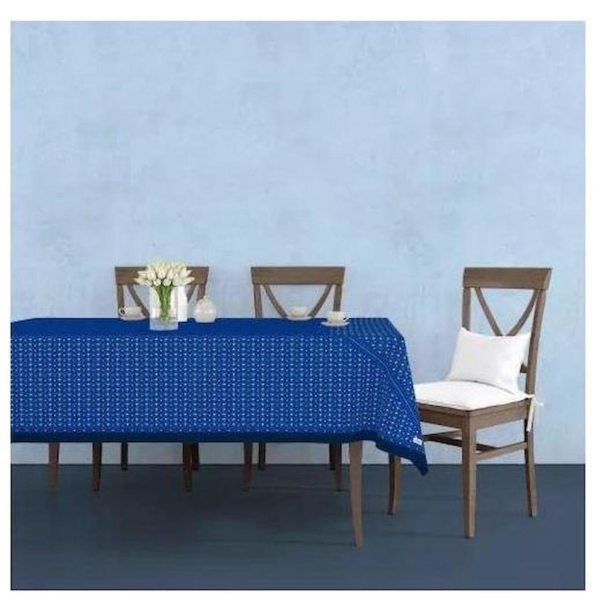 The Mia Polyester 150 x 230 cm Dikdörtgen Masa Örtüsü Lacivert