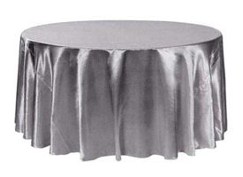 Metinev Saten 90 x 90 cm Yuvarlak Masa Örtüsü Gümüş