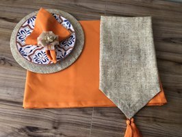 Trendyuvam Ev Tekstili Duck 160 x 220 cm Dikdörtgen Masa Örtüsü Turuncu